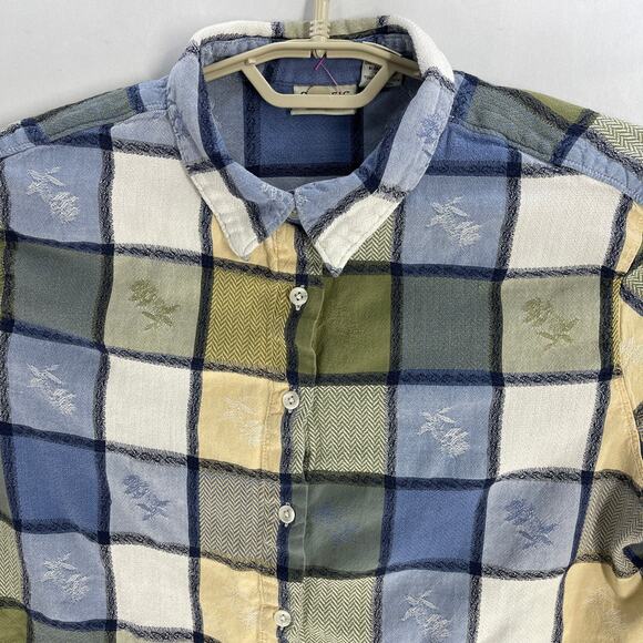 Classic Elements Tops - Classic Elements Womens Blouse Plus 18W Blue Green Yellow Plaid 100% Cotton